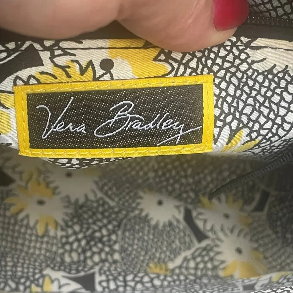 Vera Bradley Black Quilted Two-Handle Shoulder Bag w White Contrast Stitching